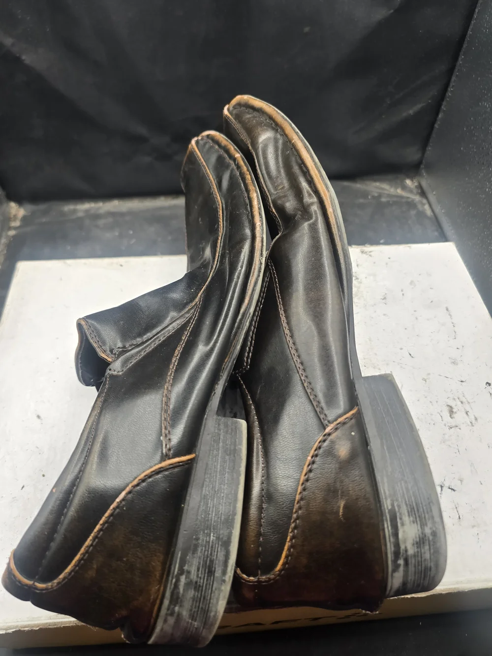 Men's Black Slip-On Square-Toe Loafers